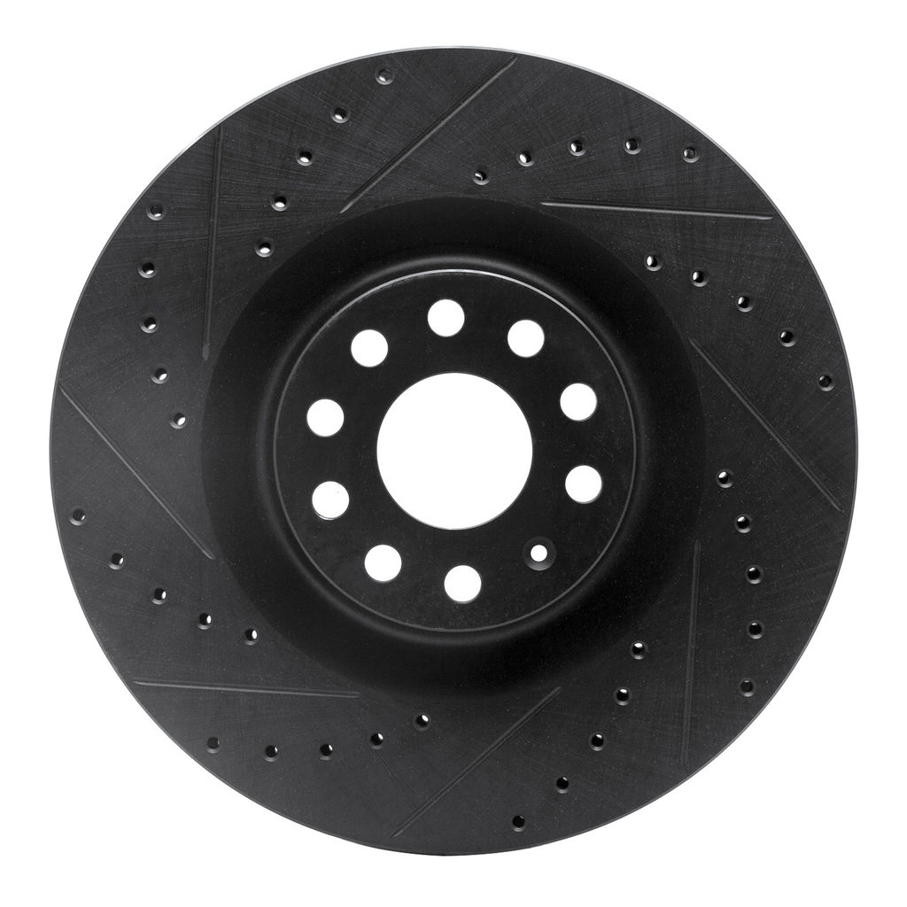Dynamic Friction 633-74029L - Drilled and Slotted Black Zinc Brake Rotor