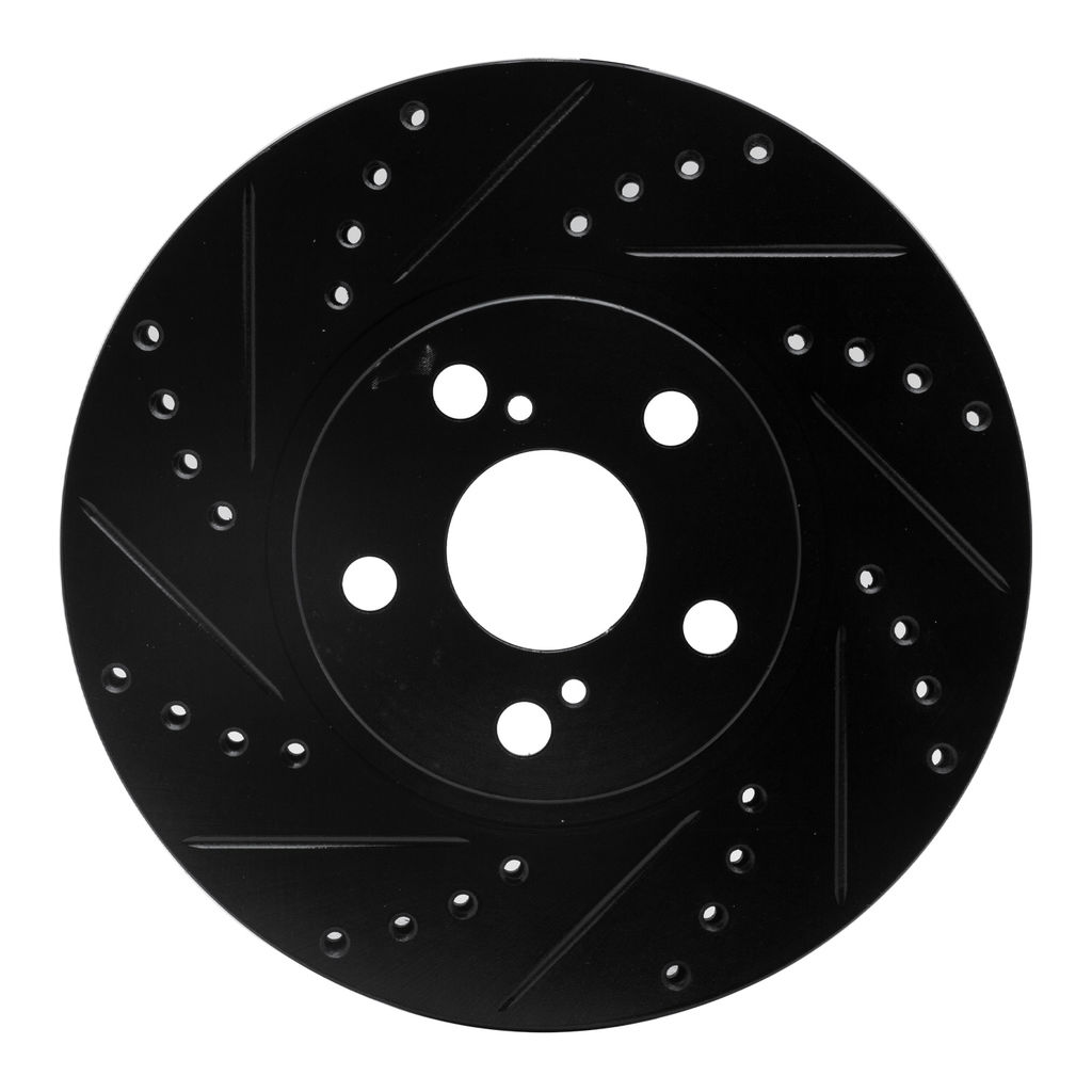 Dynamic Friction 633-76068L - Drilled and Slotted Black Zinc Brake Rotor