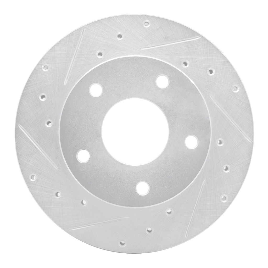 Dynamic Friction 631-47014L - Drilled and Slotted Silver Zinc Brake Rotor