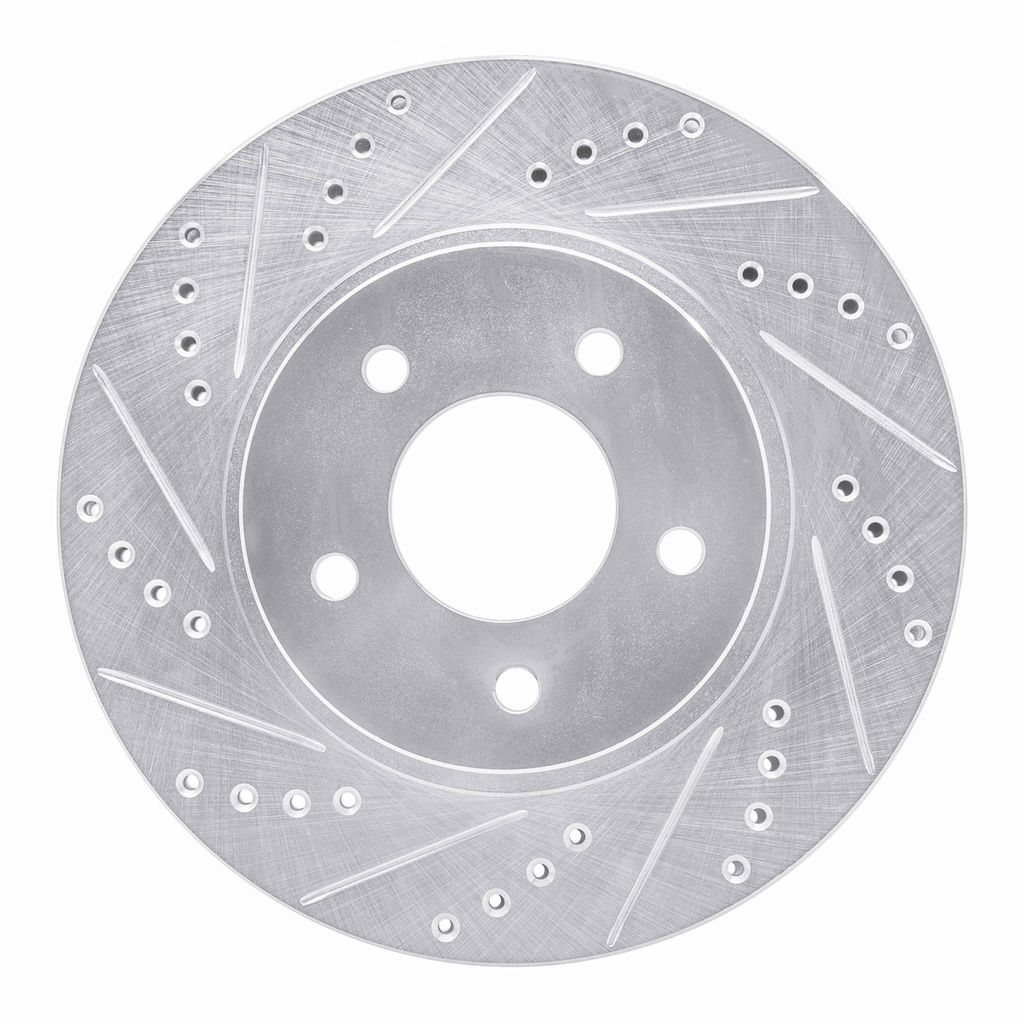 Dynamic Friction 631-47063L - Drilled and Slotted Silver Zinc Brake Rotor