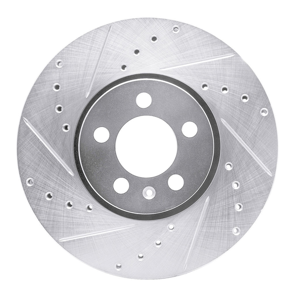 Dynamic Friction 631-74020L - Drilled and Slotted Silver Zinc Brake Rotor