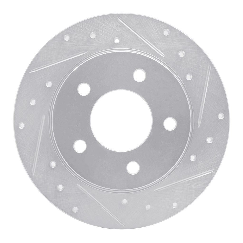 Dynamic Friction 631-80039R - Drilled and Slotted Silver Zinc Brake Rotor