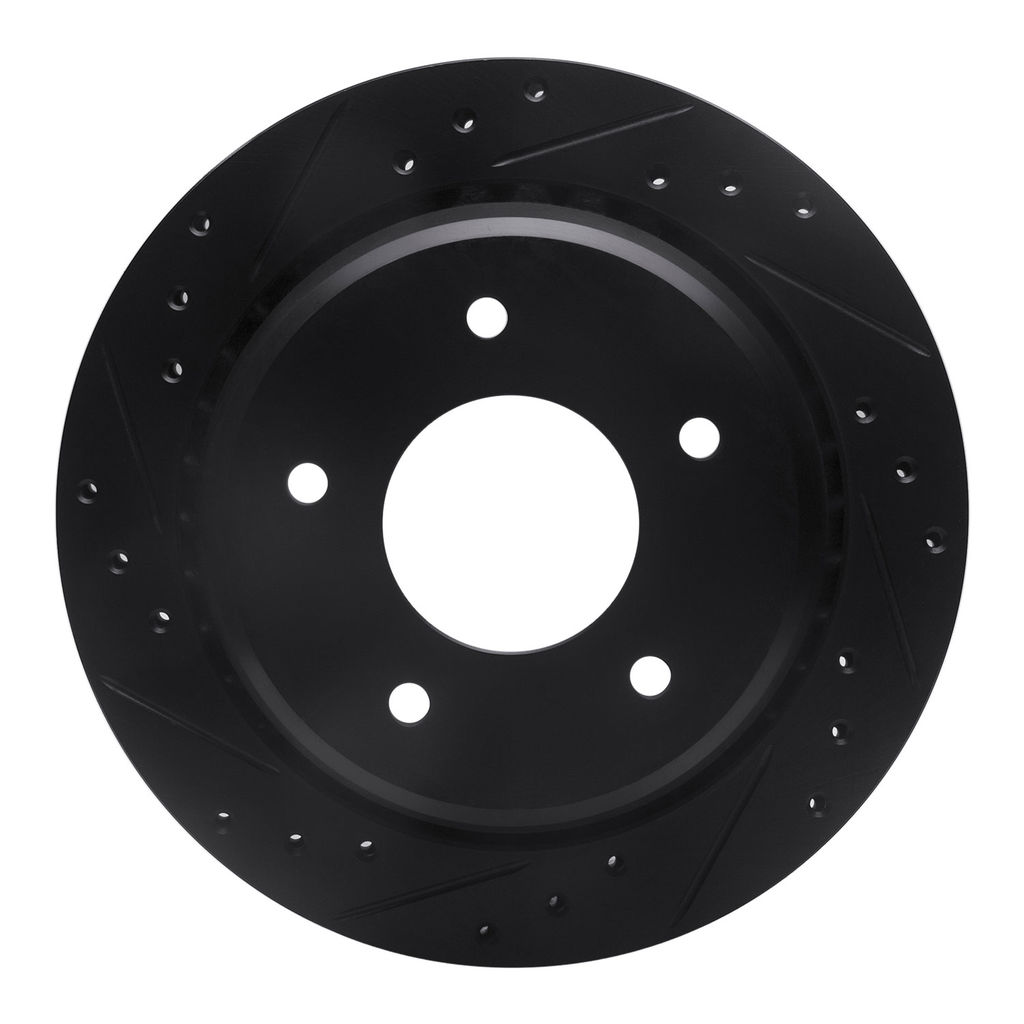 Dynamic Friction 633-47027L - Drilled and Slotted Black Zinc Brake Rotor