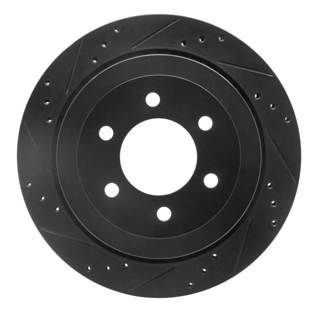 Dynamic Friction 633-54205L - Drilled and Slotted Black Zinc Brake Rotor