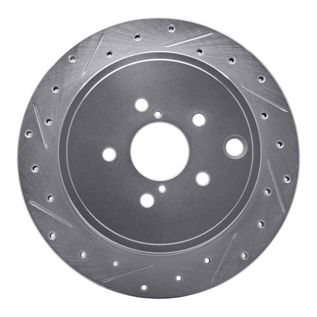 Dynamic Friction 631-13023L - Drilled and Slotted Silver Zinc Brake Rotor