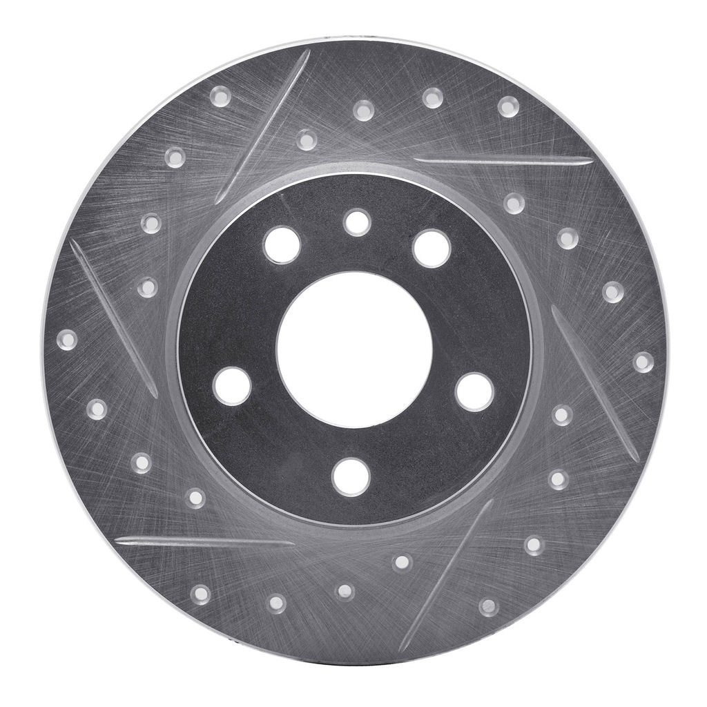 Dynamic Friction 631-16007L - Drilled and Slotted Silver Zinc Brake Rotor