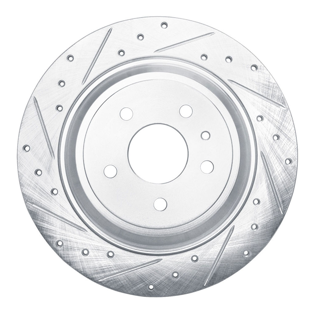 Dynamic Friction 631-54072L - Drilled and Slotted Silver Zinc Brake Rotor