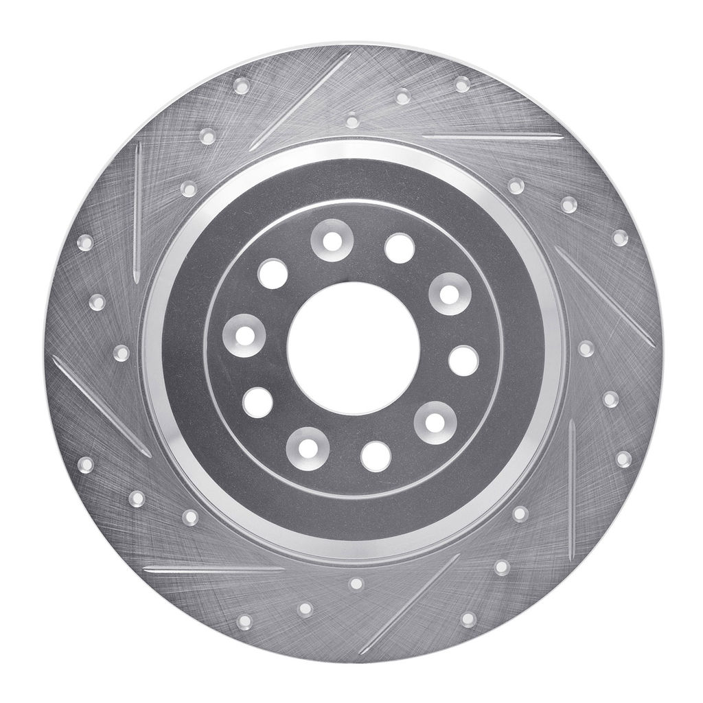 Dynamic Friction 631-54088L - Drilled and Slotted Silver Zinc Brake Rotor
