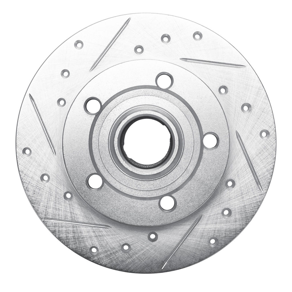 Dynamic Friction 631-73017L - Drilled and Slotted Silver Zinc Brake Rotor