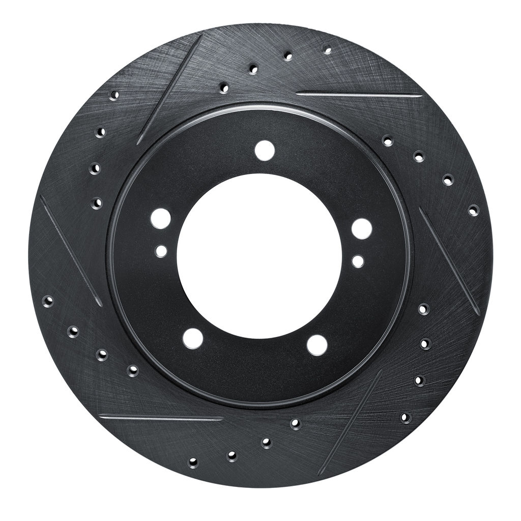 Dynamic Friction 633-01013L - Drilled and Slotted Black Zinc Brake Rotor
