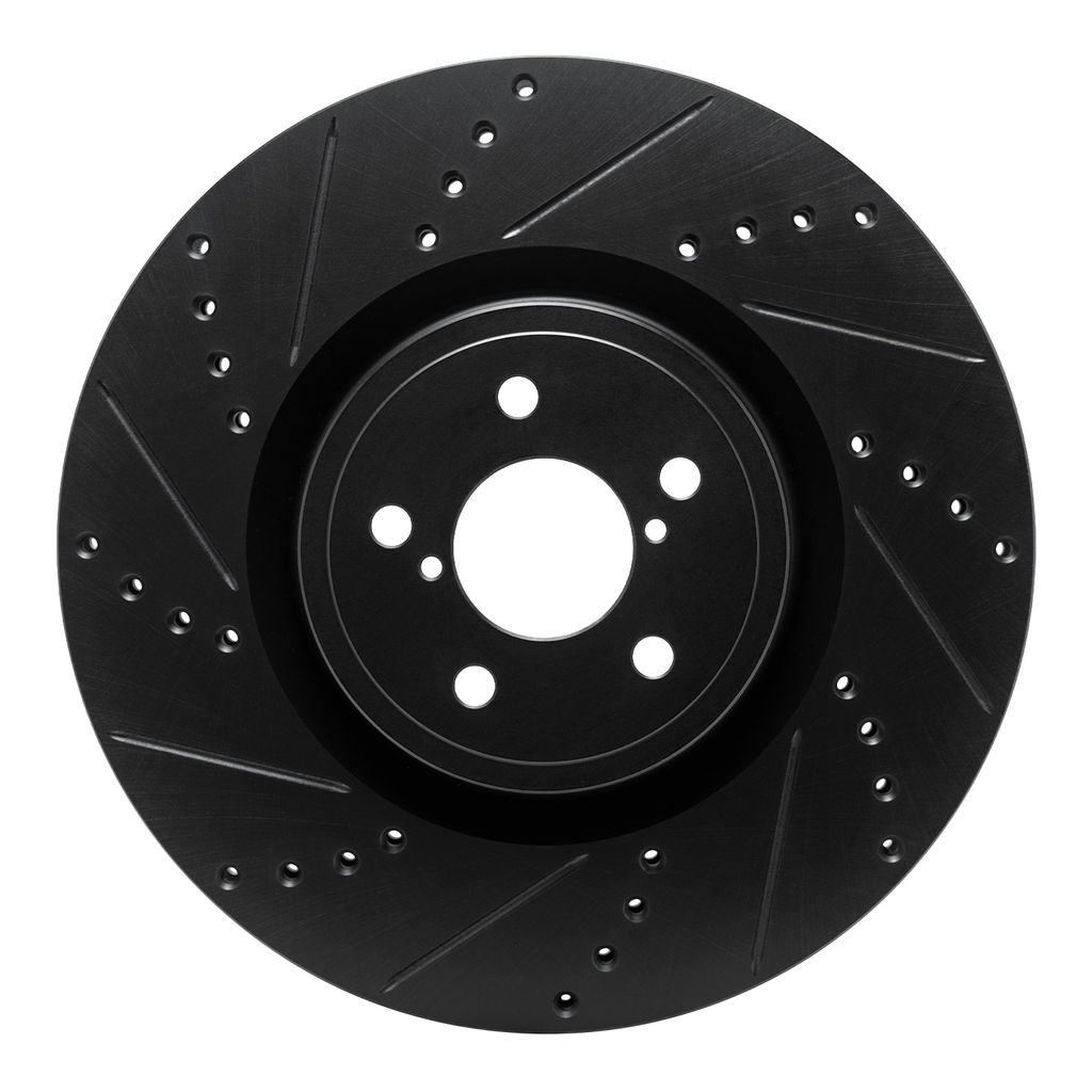Dynamic Friction 633-13014L - Drilled and Slotted Black Zinc Brake Rotor