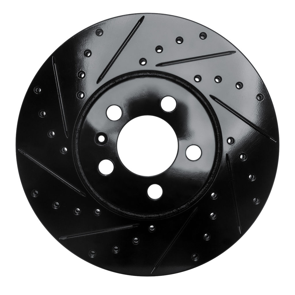 Dynamic Friction 633-74020L - Drilled and Slotted Black Zinc Brake Rotor