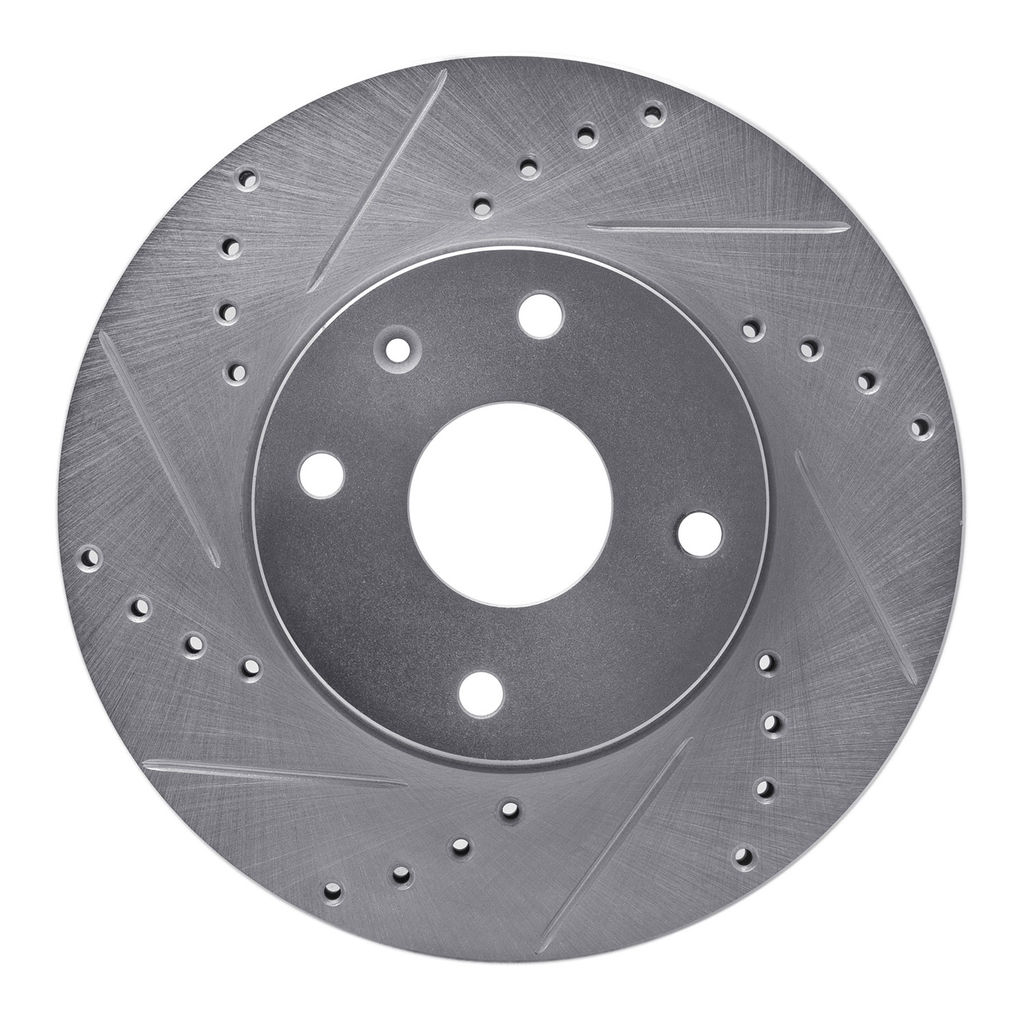 Dynamic Friction 631-01008L - Drilled and Slotted Silver Zinc Brake Rotor