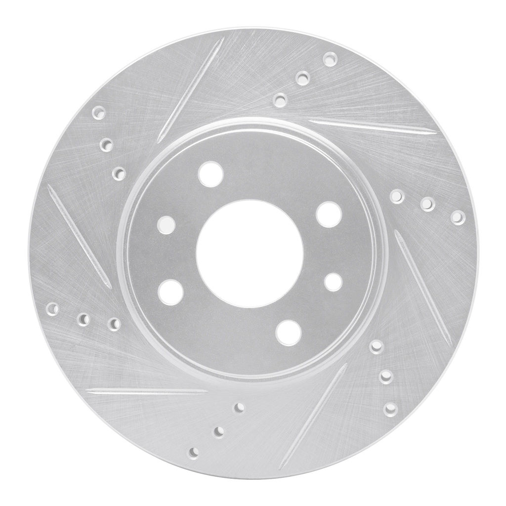 Dynamic Friction 631-07002L - Drilled and Slotted Silver Zinc Brake Rotor
