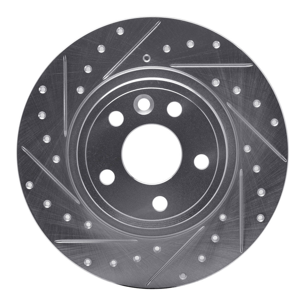 Dynamic Friction 631-11027L - Drilled and Slotted Silver Zinc Brake Rotor