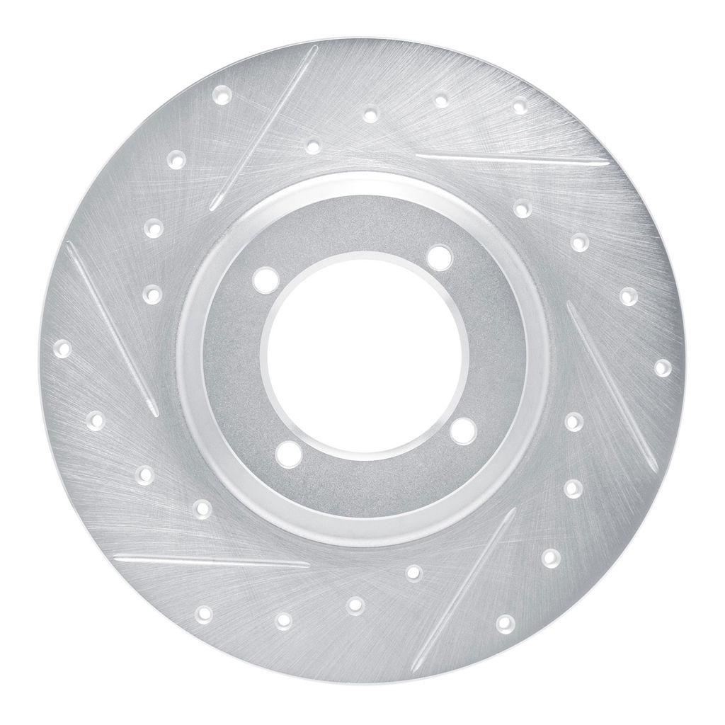 Dynamic Friction 631-14000L - Drilled and Slotted Silver Zinc Brake Rotor