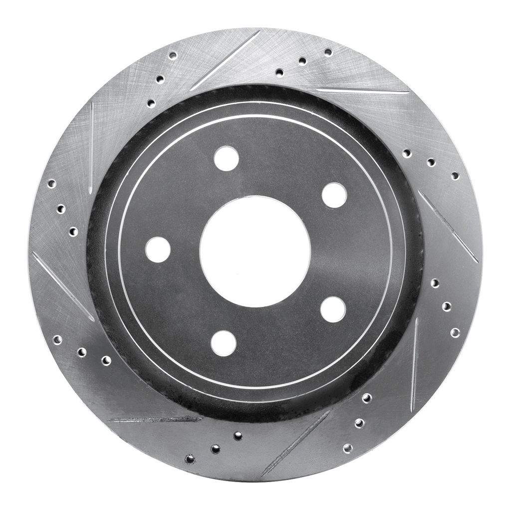 Dynamic Friction 631-40095L - Drilled and Slotted Silver Zinc Brake Rotor