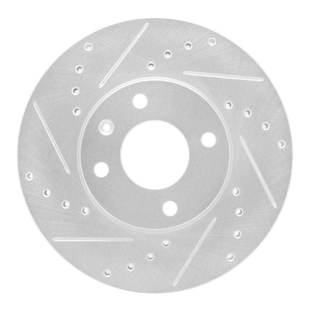 Dynamic Friction 631-47076L - Drilled and Slotted Silver Zinc Brake Rotor