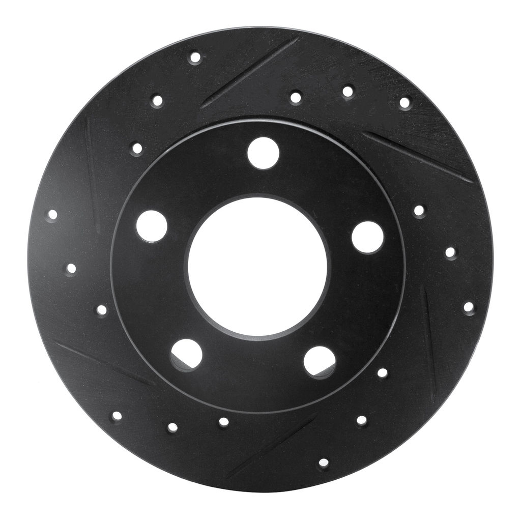 Dynamic Friction 633-74011L - Drilled and Slotted Black Zinc Brake Rotor