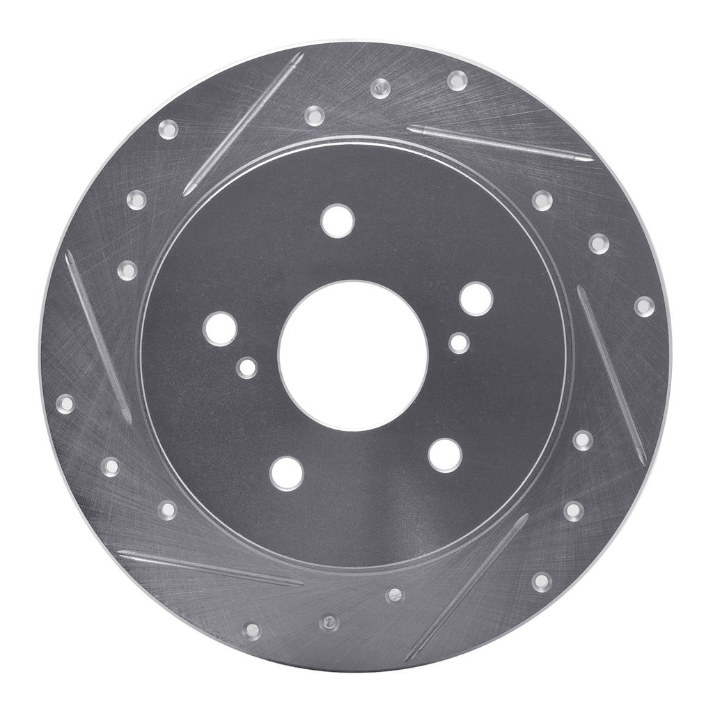 Dynamic Friction 631-01005L - Drilled and Slotted Silver Zinc Brake Rotor