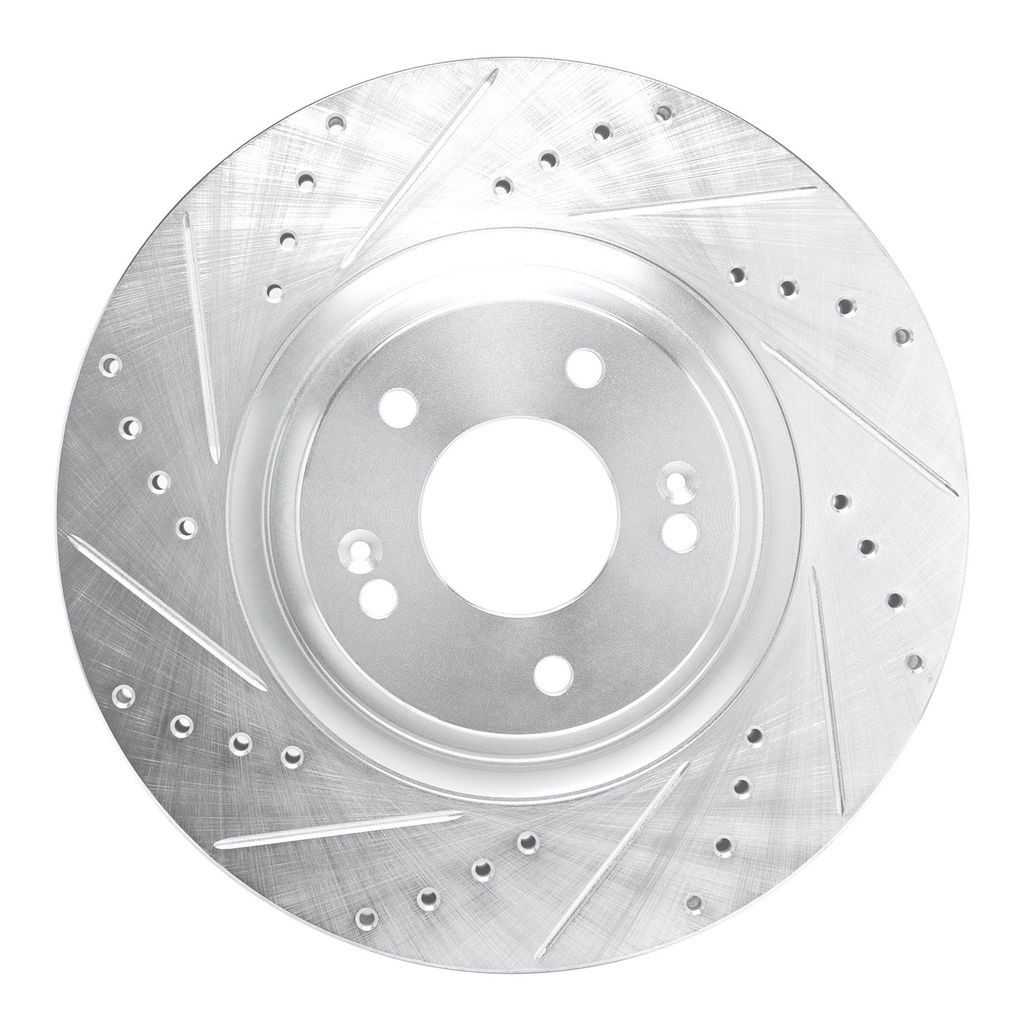 Dynamic Friction 631-03064L - Drilled and Slotted Silver Zinc Brake Rotor