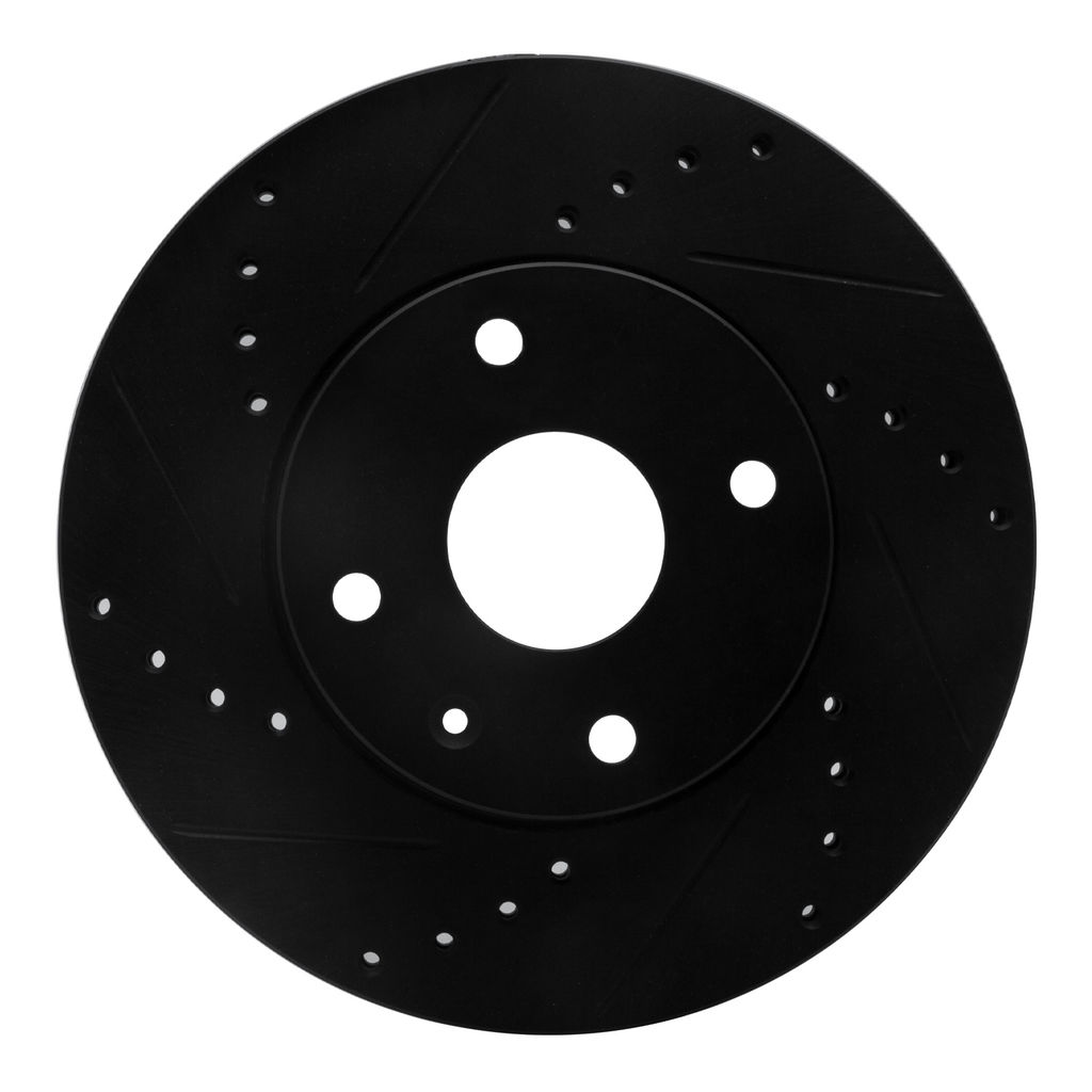 Dynamic Friction 633-01008L - Drilled and Slotted Black Zinc Brake Rotor