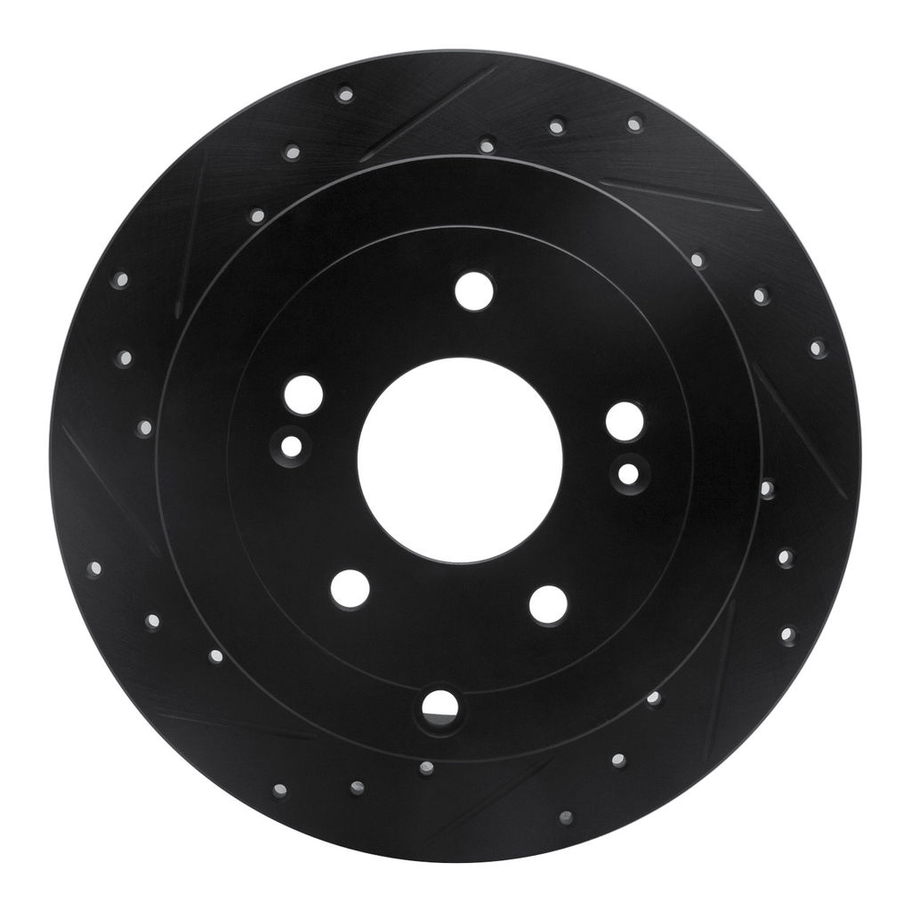 Dynamic Friction 633-03046L - Drilled and Slotted Black Zinc Brake Rotor