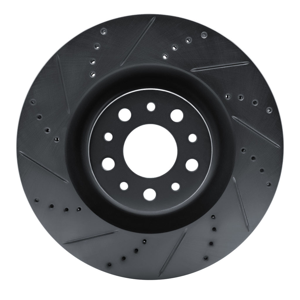 Dynamic Friction 633-07006L - Drilled and Slotted Black Zinc Brake Rotor