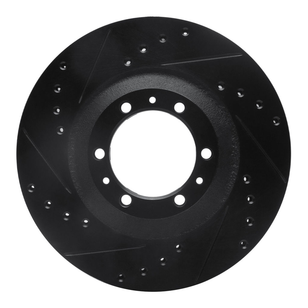 Dynamic Friction 633-37008L - Drilled and Slotted Black Zinc Brake Rotor