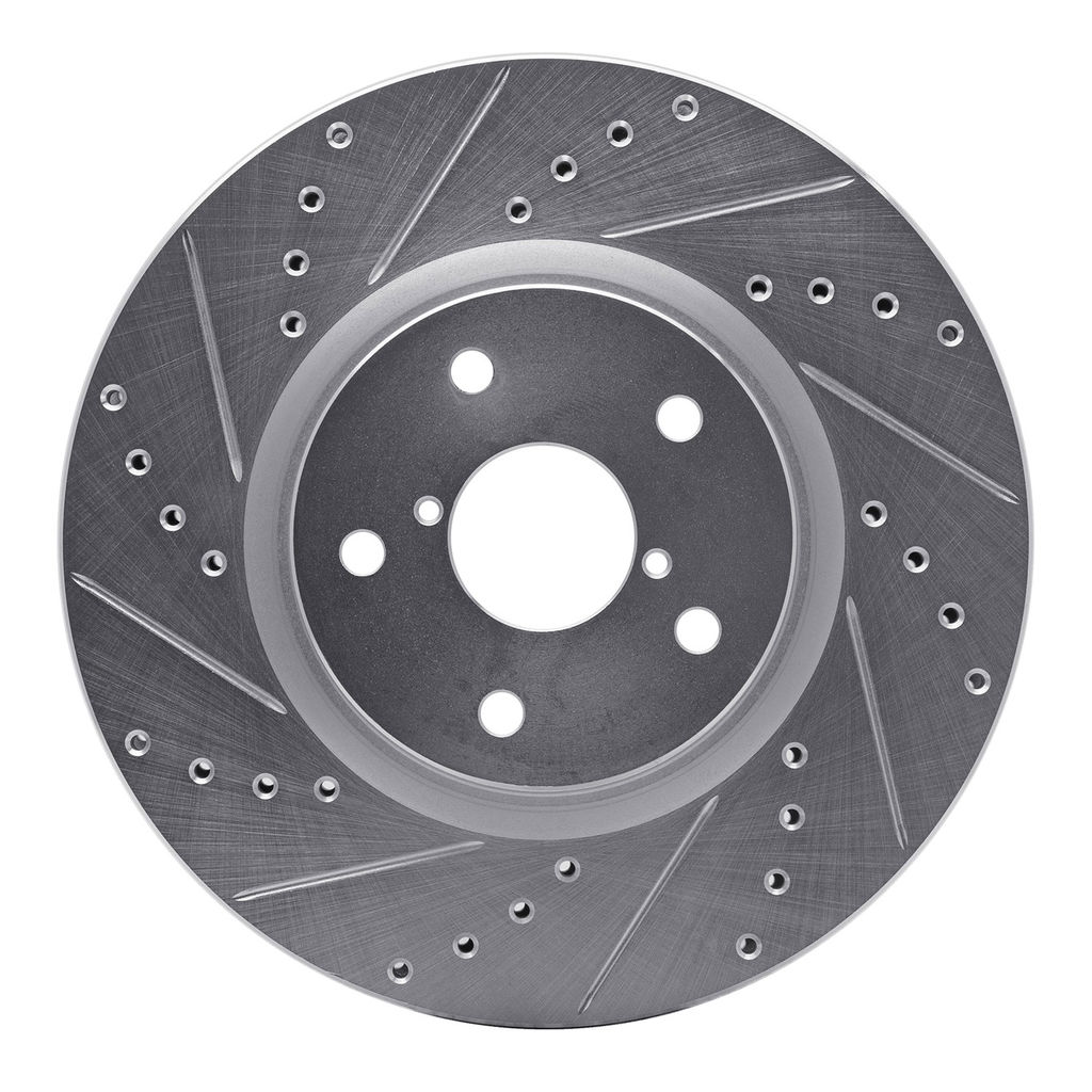 Dynamic Friction 631-13035L - Drilled and Slotted Silver Zinc Brake Rotor