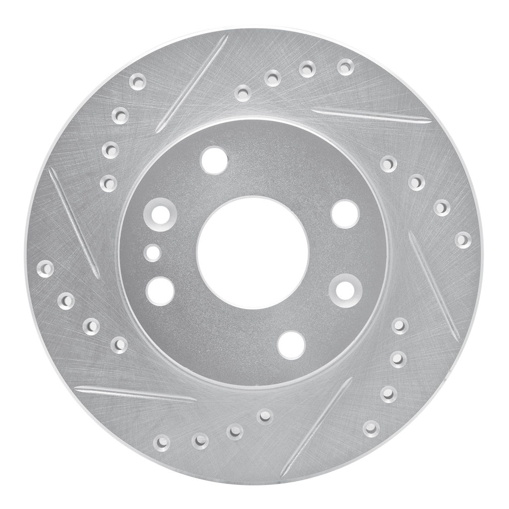 Dynamic Friction 631-21000L - Drilled and Slotted Silver Zinc Brake Rotor