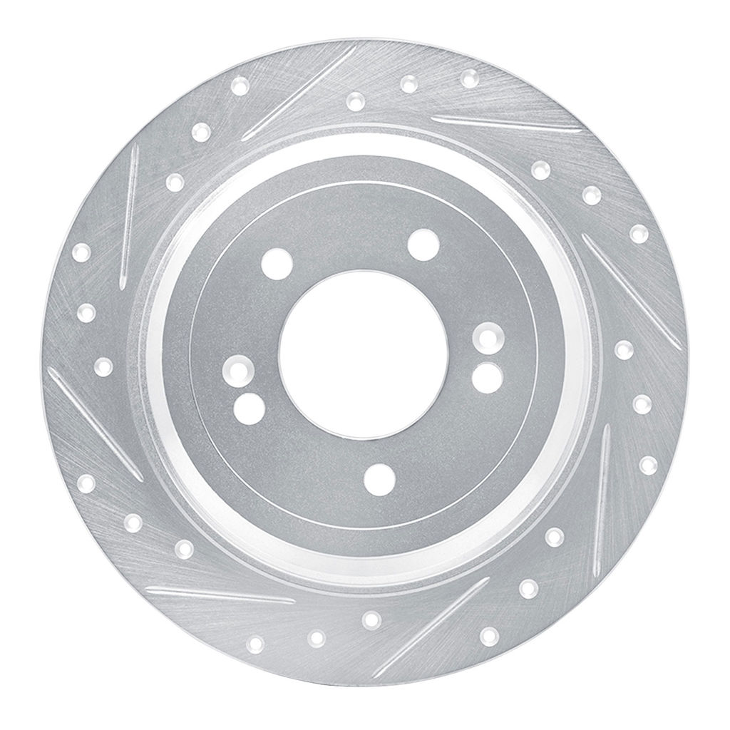 Dynamic Friction 631-21042L - Drilled and Slotted Silver Zinc Brake Rotor