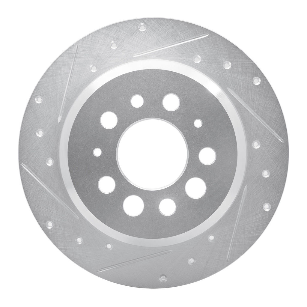 Dynamic Friction 631-27001L - Drilled and Slotted Silver Zinc Brake Rotor