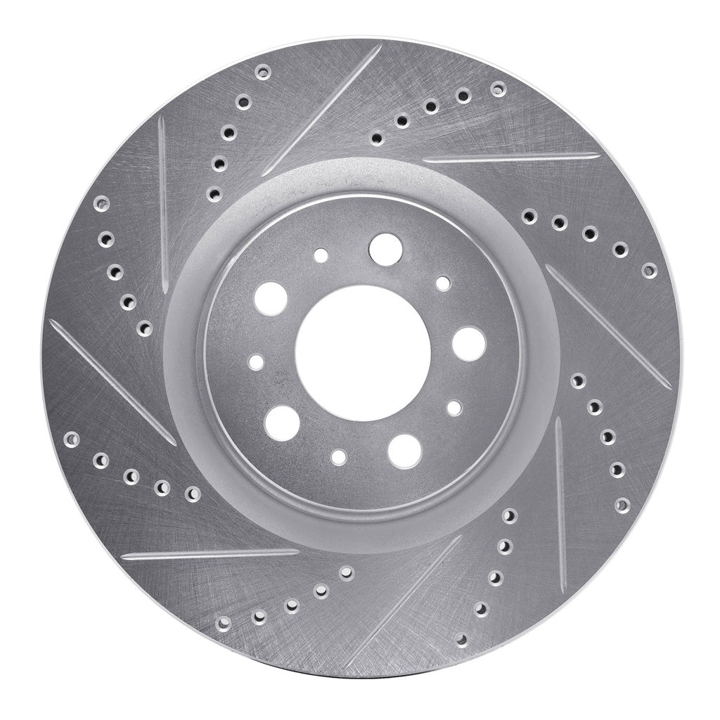 Dynamic Friction 631-27031L - Drilled and Slotted Silver Zinc Brake Rotor