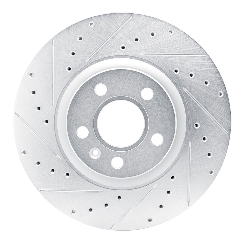 Dynamic Friction 631-27059L - Drilled and Slotted Silver Zinc Brake Rotor