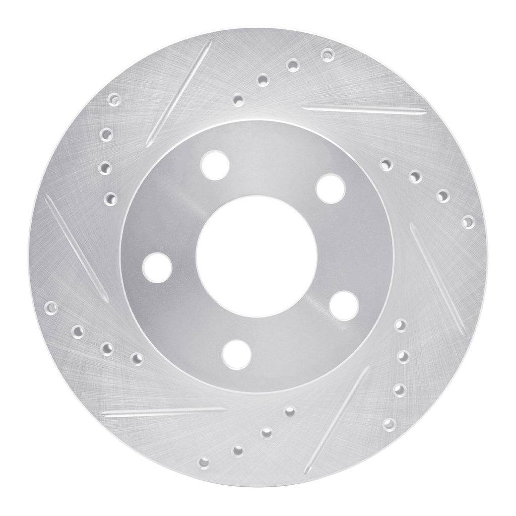 Dynamic Friction 631-47026L - Drilled and Slotted Silver Zinc Brake Rotor