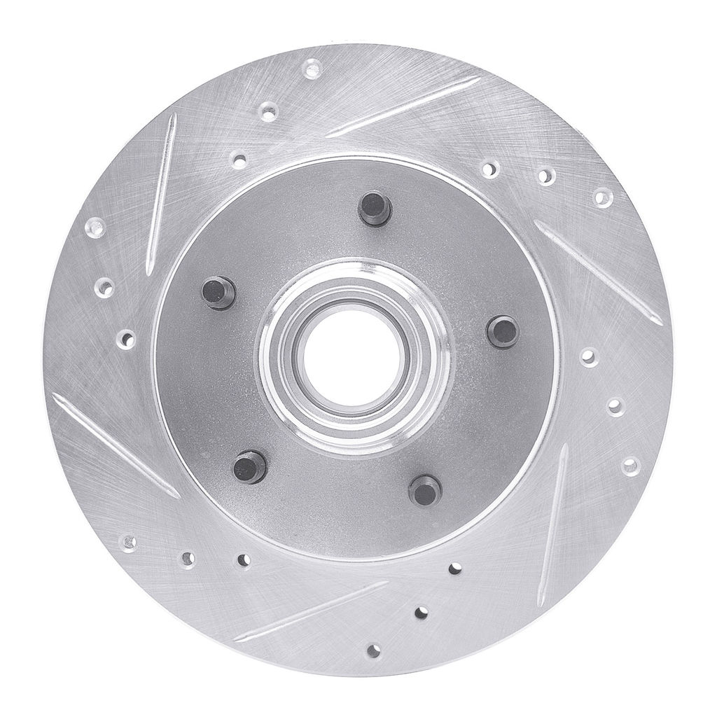 Dynamic Friction 631-47062L - Drilled and Slotted Silver Zinc Brake Rotor