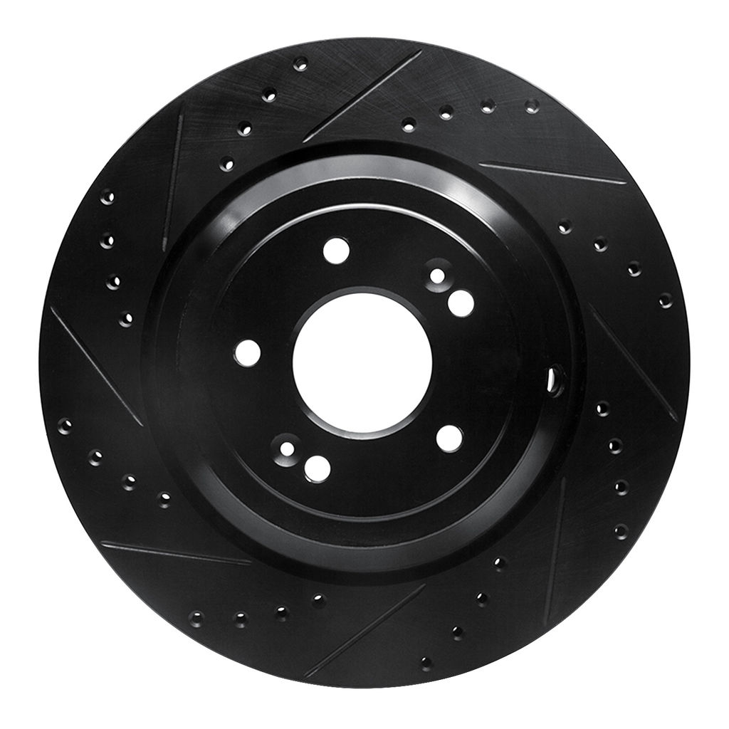 Dynamic Friction 633-10002L - Drilled and Slotted Black Zinc Brake Rotor