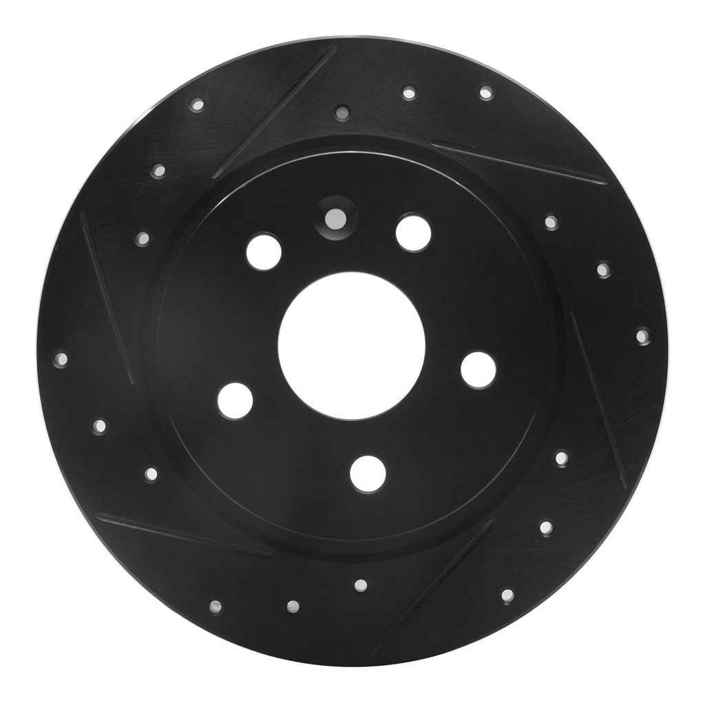 Dynamic Friction 633-45018L - Drilled and Slotted Black Zinc Brake Rotor
