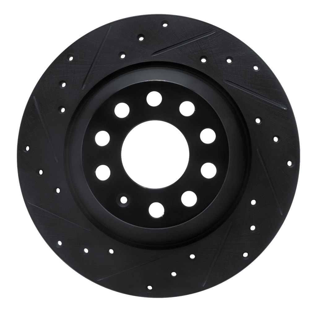 Dynamic Friction 633-73042L - Drilled and Slotted Black Zinc Brake Rotor