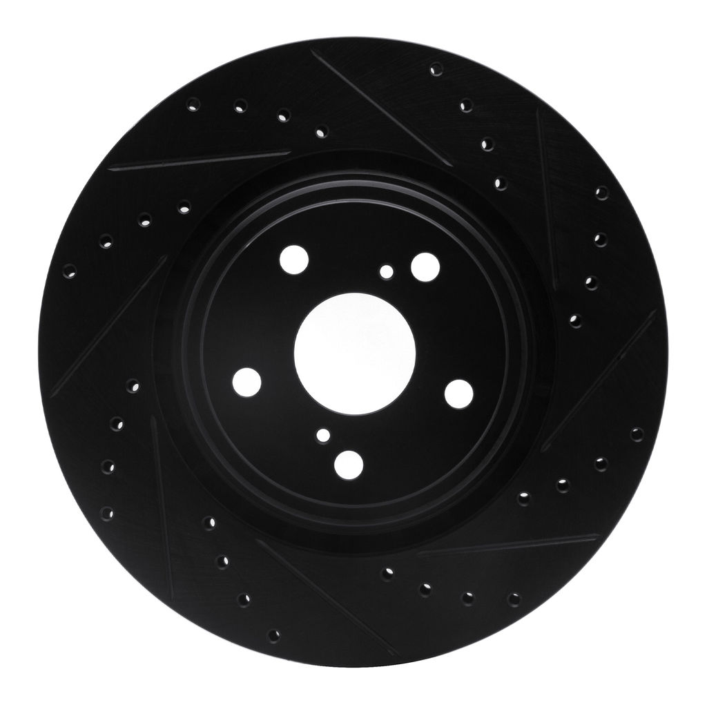 Dynamic Friction 633-76138R - Drilled and Slotted Black Zinc Brake Rotor