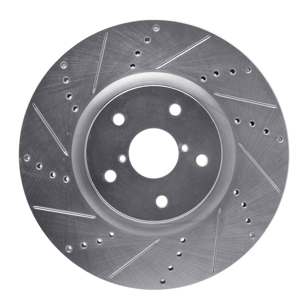 Dynamic Friction 631-13016L - Drilled and Slotted Silver Zinc Brake Rotor