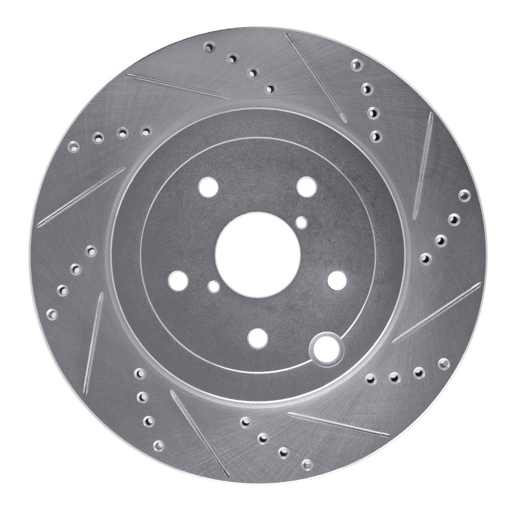 Dynamic Friction 631-13042L - Drilled and Slotted Silver Zinc Brake Rotor