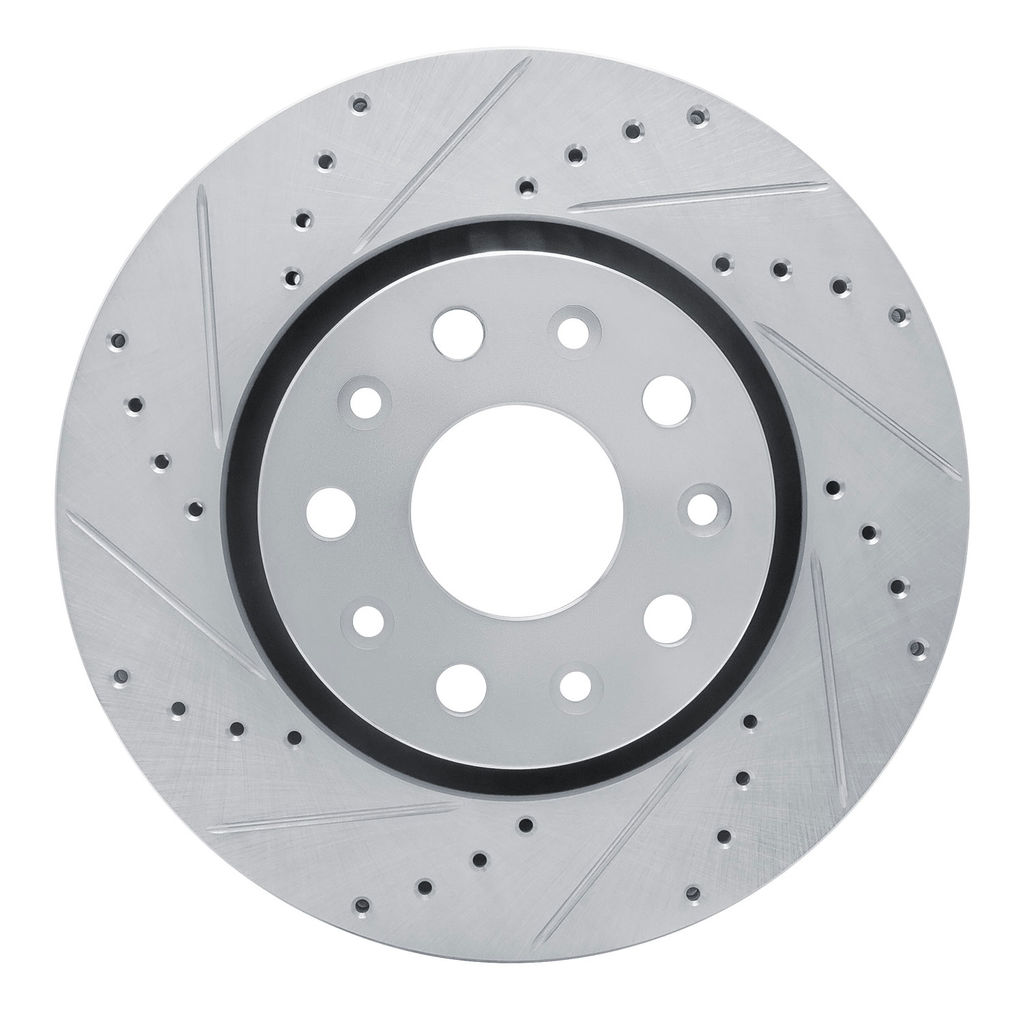 Dynamic Friction 631-42038L - Drilled and Slotted Silver Zinc Brake Rotor