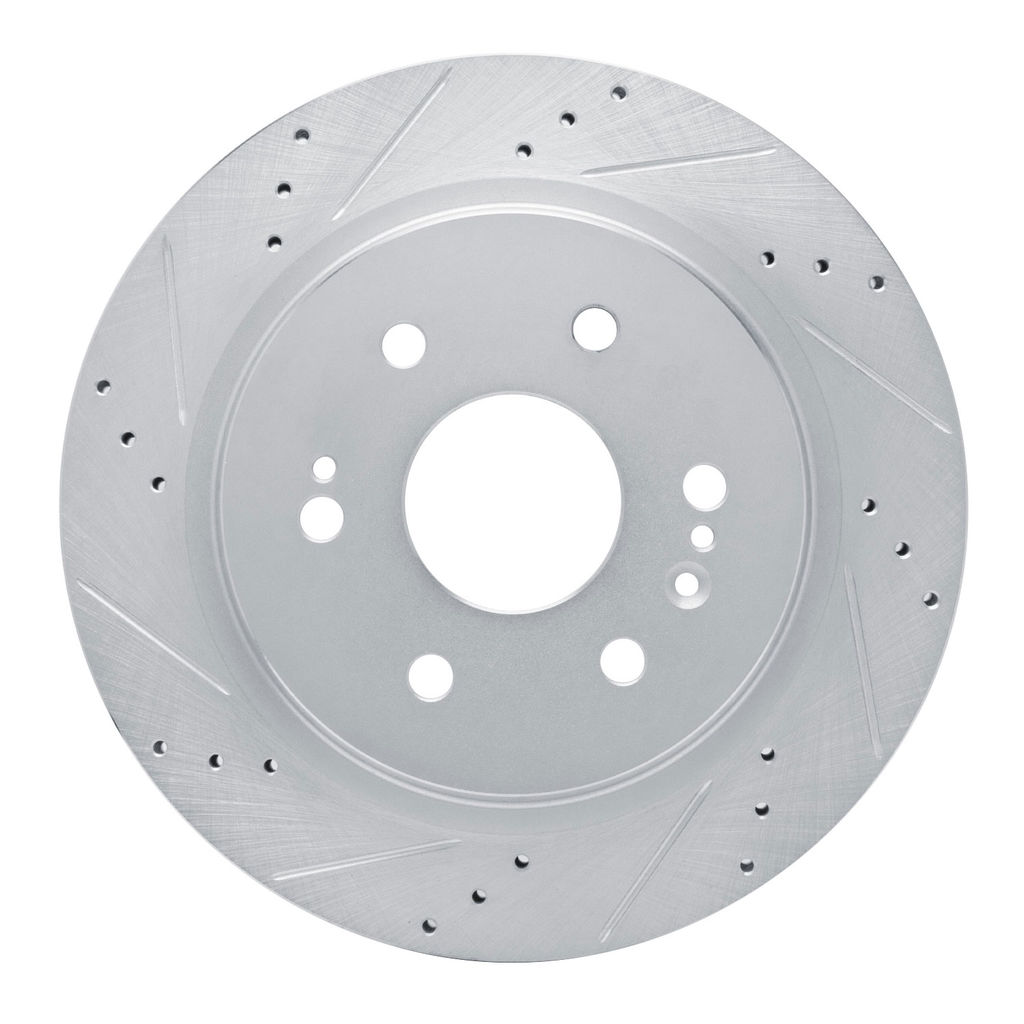 Dynamic Friction 631-47081L - Drilled and Slotted Silver Zinc Brake Rotor