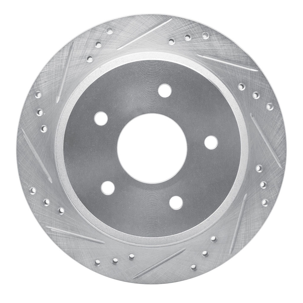 Dynamic Friction 631-48035L - Drilled and Slotted Silver Zinc Brake Rotor
