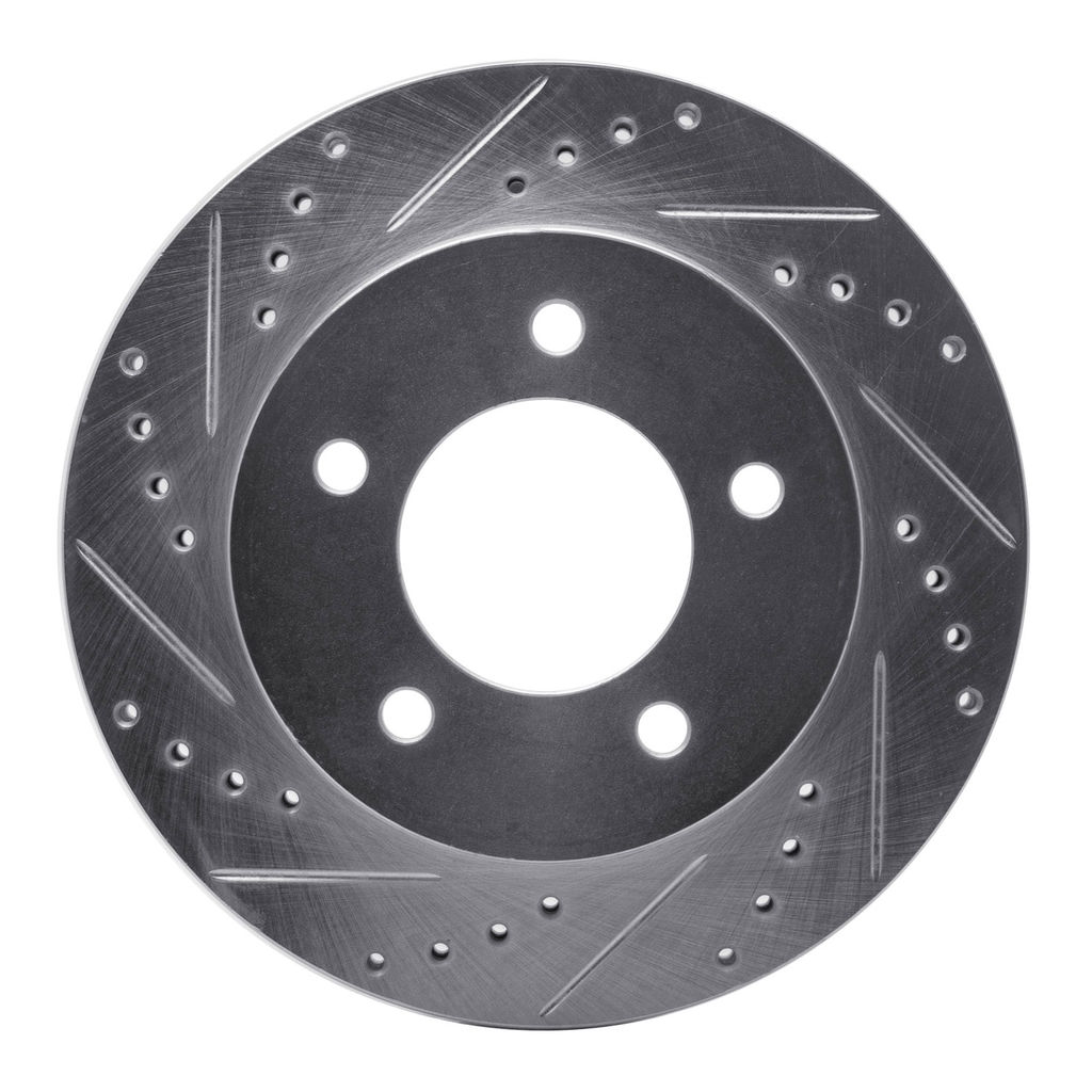 Dynamic Friction 631-54147L - Drilled and Slotted Silver Zinc Brake Rotor