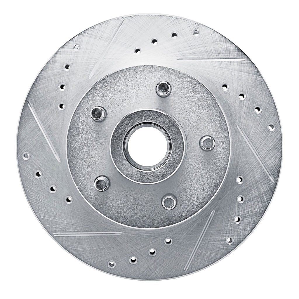 Dynamic Friction 631-56004L - Drilled and Slotted Silver Zinc Brake Rotor