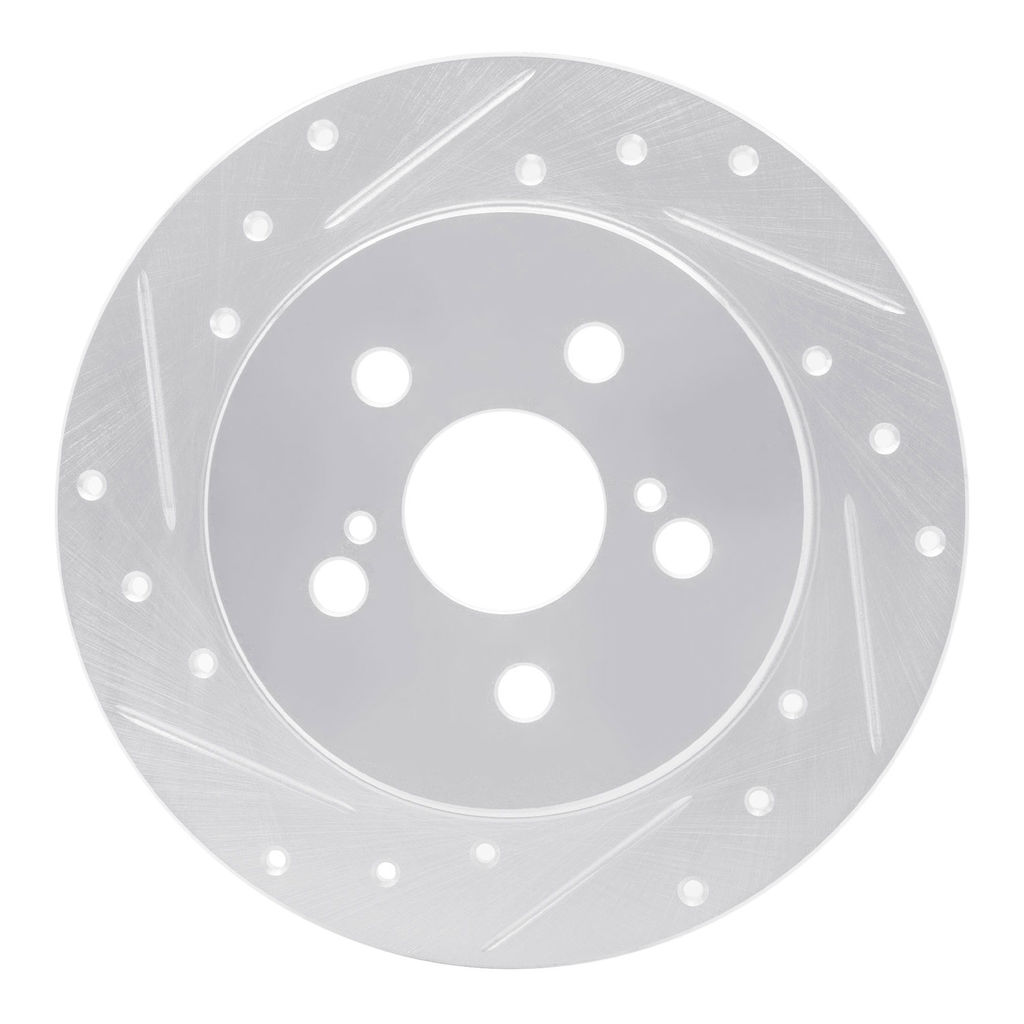 Dynamic Friction 631-76083L - Drilled and Slotted Silver Zinc Brake Rotor