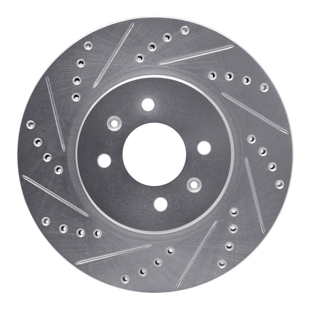 Dynamic Friction 631-21015L - Drilled and Slotted Silver Zinc Brake Rotor